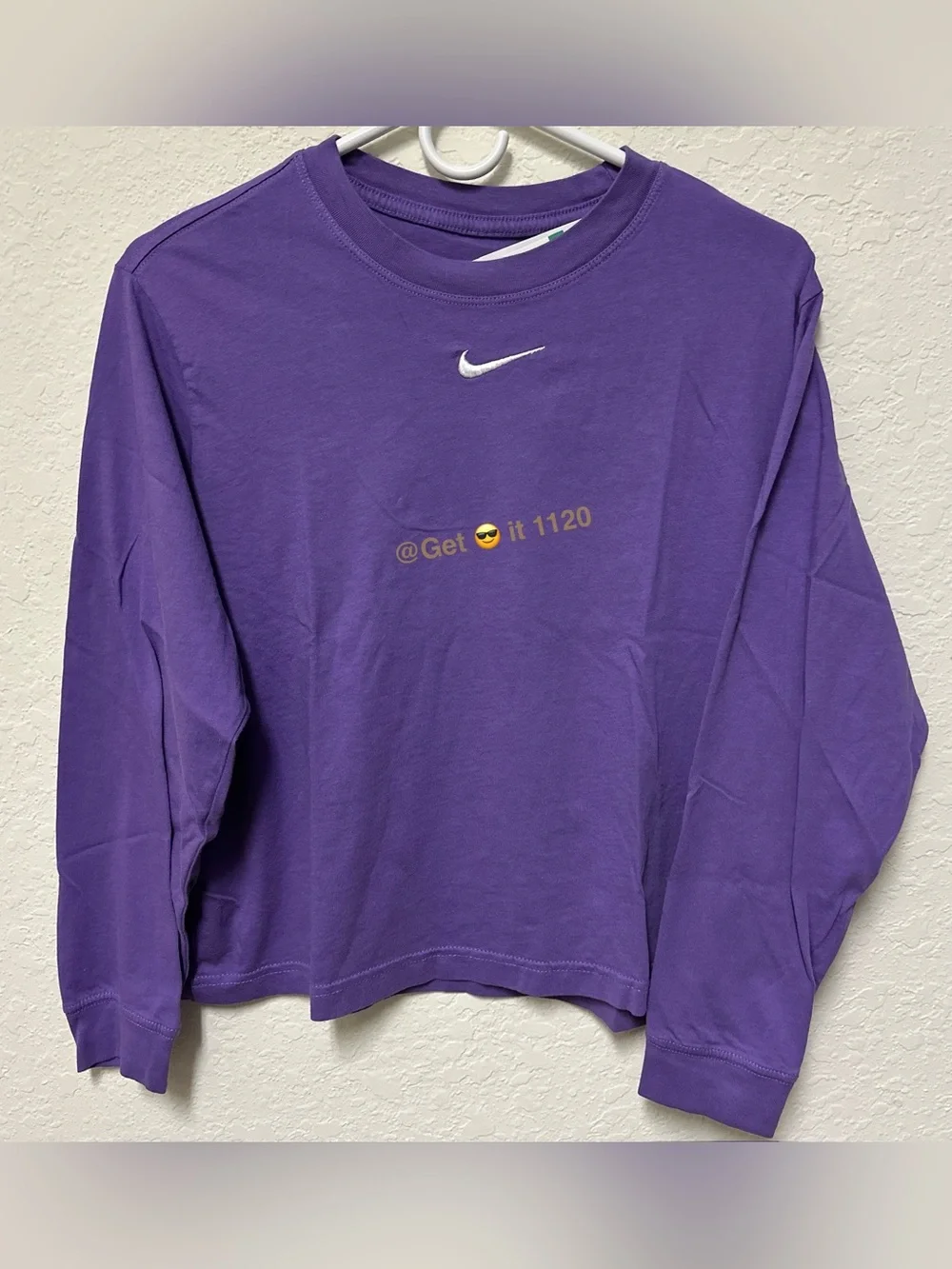 Nike Sportswear Big Kids' (Girls') Long-Sleeve T-Shirt DV0575-542 Purple Size XL